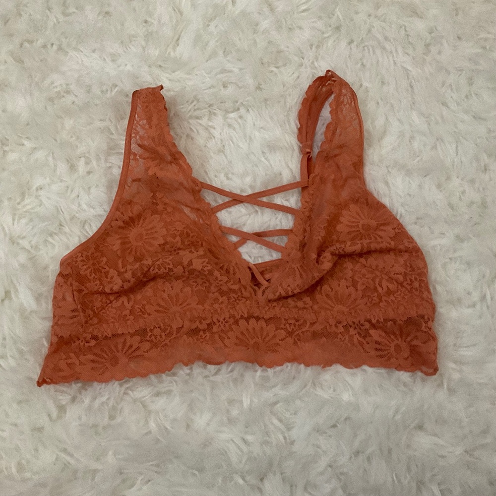 VS PINK Lace Bralette - Orange - Size Large
